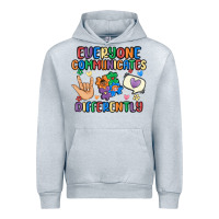 Heather Grey everyone communicates differently Urban Hoodie - MaliasSmallBusiness