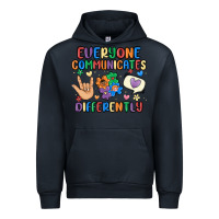 Navy everyone communicates differently Urban Hoodie - MaliasSmallBusiness
