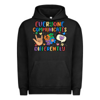 Pigment Black everyone communicates differently Urban Hoodie - MaliasSmallBusiness