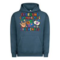 Pigment Midnight Navy everyone communicates differently Urban Hoodie - MaliasSmallBusiness