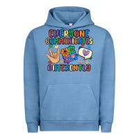 Pigment Pebble Blue everyone communicates differently Urban Hoodie - MaliasSmallBusiness