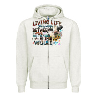 Oatmeal Heather living life somewhere between jesus take the wheel Zipper Hoodie - Zillion Design Studio
