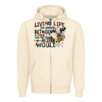 Sandshell living life somewhere between jesus take the wheel Zipper Hoodie - Zillion Design Studio