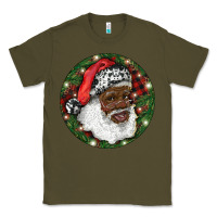 Army Green African American Santa Christmas Classic Tee - RanaPortraitStore