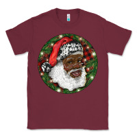 Burgundy African American Santa Christmas Classic Tee - RanaPortraitStore