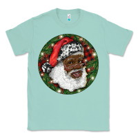Seafoam African American Santa Christmas Classic Tee - RanaPortraitStore