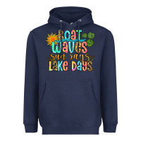 Navy boat waves sun rays lake days Heavyweight Hoodie - Zillion Design Studio
