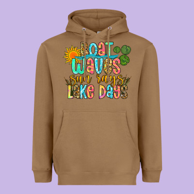 Boat Waves Sun Rays Lake Days Heavyweight Hoodie Designed By Zillion Design Studio