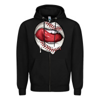 Black sports lips baseball Zipper Hoodie - texasbilliewilder