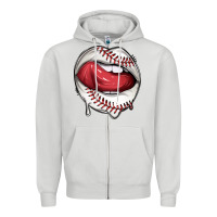 Dove Grey sports lips baseball Zipper Hoodie - texasbilliewilder