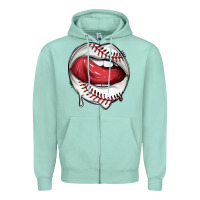 Seafoam sports lips baseball Zipper Hoodie - texasbilliewilder