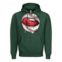 Sports Green sports lips baseball Zipper Hoodie - texasbilliewilder
