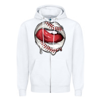 White sports lips baseball Zipper Hoodie - texasbilliewilder