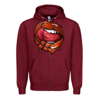 Burgundy sports lips basketball Zipper Hoodie - texasbilliewilder