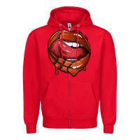Red sports lips basketball Zipper Hoodie - texasbilliewilder