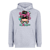 Heather Grey cat mom messy bun Heavyweight Hoodie - Zillion Design Studio