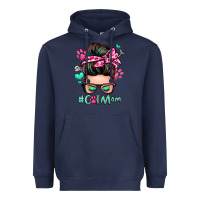 Navy cat mom messy bun Heavyweight Hoodie - Zillion Design Studio