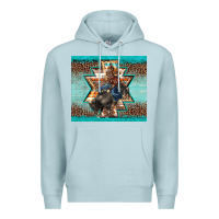 Blue Mist western rodeo bullfighter Aztec leopard turquoise Premium Hoodie - BarkalooDesign