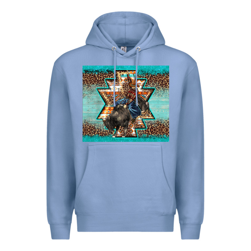 Western Rodeo Bullfighter Aztec Leopard Turquoise Premium Hoodie by BarkalooDesign | Teevron