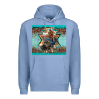 Colony Blue western rodeo bullfighter Aztec leopard turquoise Premium Hoodie - BarkalooDesign