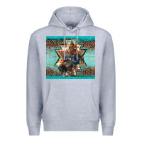 Heather Grey western rodeo bullfighter Aztec leopard turquoise Premium Hoodie - BarkalooDesign