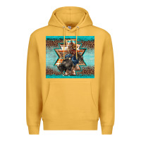 Mustard western rodeo bullfighter Aztec leopard turquoise Premium Hoodie - BarkalooDesign