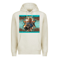 Oatmeal Heather western rodeo bullfighter Aztec leopard turquoise Premium Hoodie - BarkalooDesign