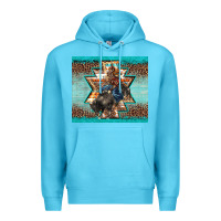 Ocean Blue western rodeo bullfighter Aztec leopard turquoise Premium Hoodie - BarkalooDesign