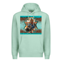Seafoam western rodeo bullfighter Aztec leopard turquoise Premium Hoodie - BarkalooDesign