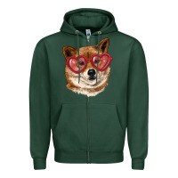 Sports Green shiba inu with love glasses Zipper Hoodie - RanaPortraitStore