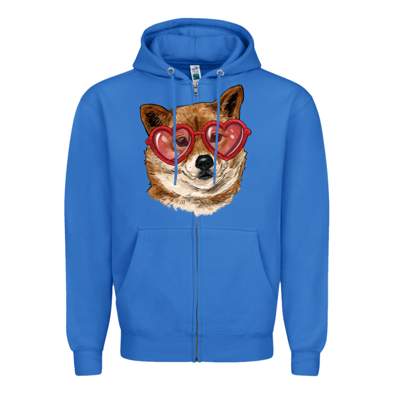 Shiba Inu With Love Glasses Zipper Hoodie by RanaPortraitStore | Teevron