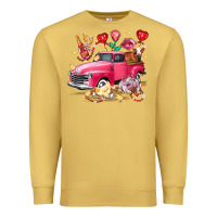 Antique Gold valentine's day truck farm animals Premium Sweatshirt - FaDigitalArtStudio