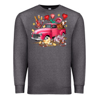 Charcoal Heather valentine's day truck farm animals Premium Sweatshirt - FaDigitalArtStudio