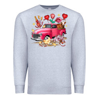 Heather Grey valentine's day truck farm animals Premium Sweatshirt - FaDigitalArtStudio