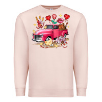 Pale Pink valentine's day truck farm animals Premium Sweatshirt - FaDigitalArtStudio