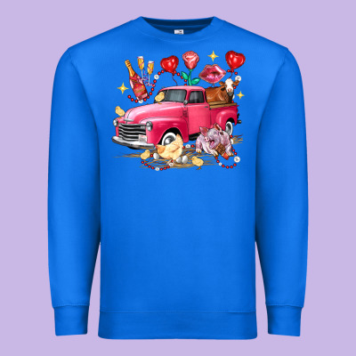 Valentine's Day Truck Farm Animals Premium Sweatshirt Designed By Fadigitalartstudio