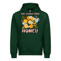 Forest Green she works hard for the honey Urban Hoodie - MaliasSmallBusiness