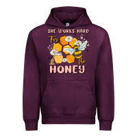 Mauve Wine she works hard for the honey Urban Hoodie - MaliasSmallBusiness
