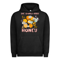 Pigment Black she works hard for the honey Urban Hoodie - MaliasSmallBusiness