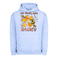 Pigment Grape Ice she works hard for the honey Urban Hoodie - MaliasSmallBusiness