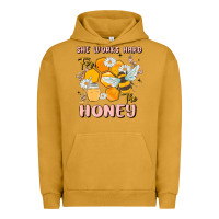 Pigment Peanut Butter she works hard for the honey Urban Hoodie - MaliasSmallBusiness