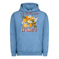 Pigment Pebble Blue she works hard for the honey Urban Hoodie - MaliasSmallBusiness