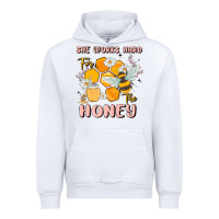 White she works hard for the honey Urban Hoodie - MaliasSmallBusiness