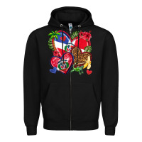 Black dominican republic  hearts Zipper Hoodie - texasbilliewilder