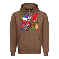 Chestnut dominican republic  hearts Zipper Hoodie - texasbilliewilder