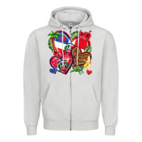 Dove Grey dominican republic  hearts Zipper Hoodie - texasbilliewilder