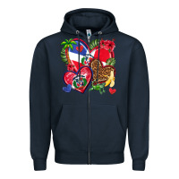 Navy dominican republic  hearts Zipper Hoodie - texasbilliewilder