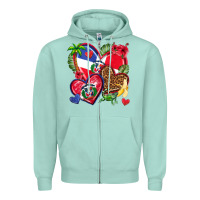 Seafoam dominican republic  hearts Zipper Hoodie - texasbilliewilder