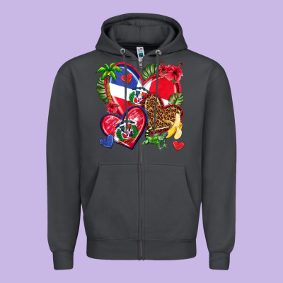 Dominican Republic  Hearts Zipper Hoodie Designed By Texasbilliewilder