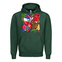 Sports Green dominican republic  hearts Zipper Hoodie - texasbilliewilder